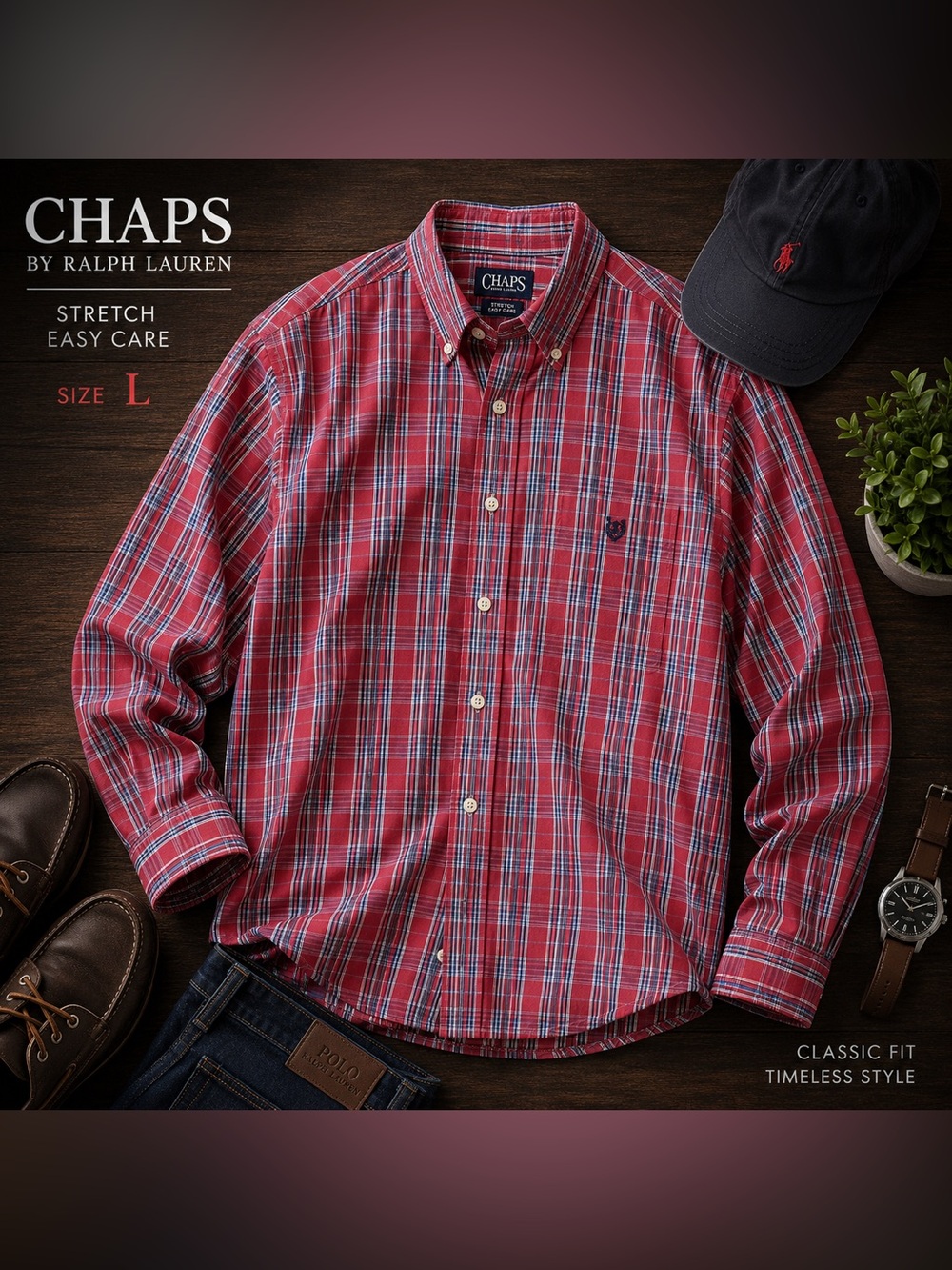 Chaps Red & Blue Plaid Button-Down Shirt